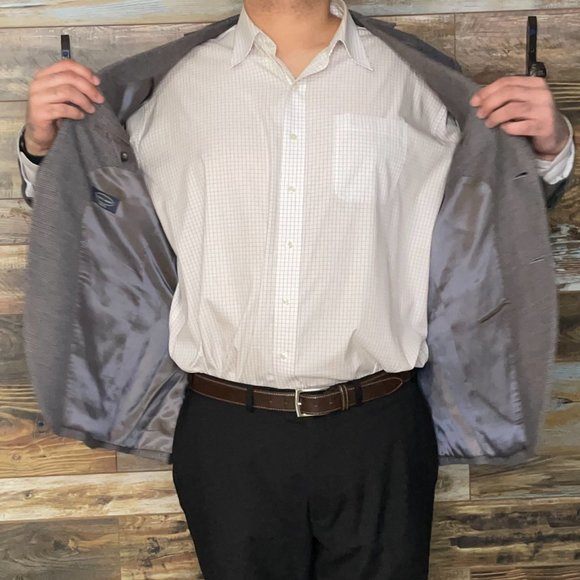 Pronto Uomo Platinum Wool Blend Gray Geometric Dual Vent Blazer Sport Jacket 50L - Picture 7 of 11